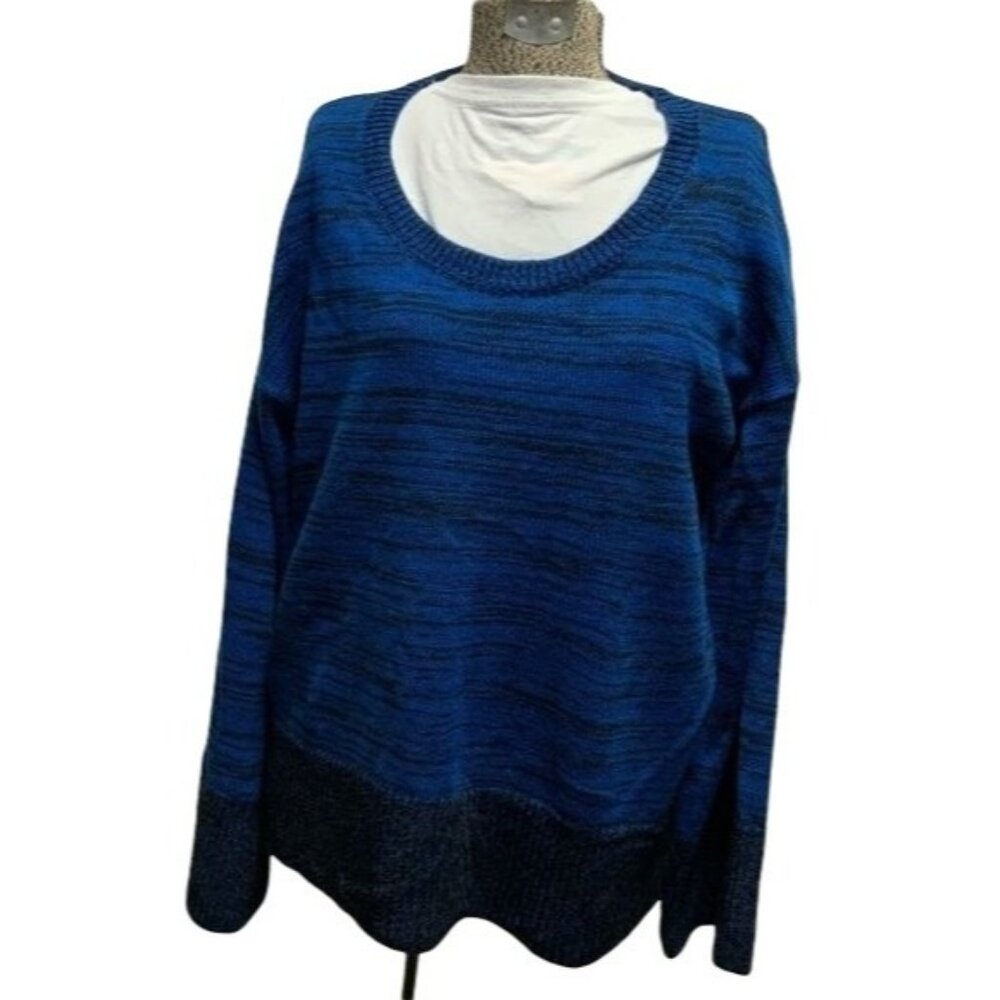 Style & Co Womens Blue Knit Sweater Size L Long Sleeve Scoop Neck